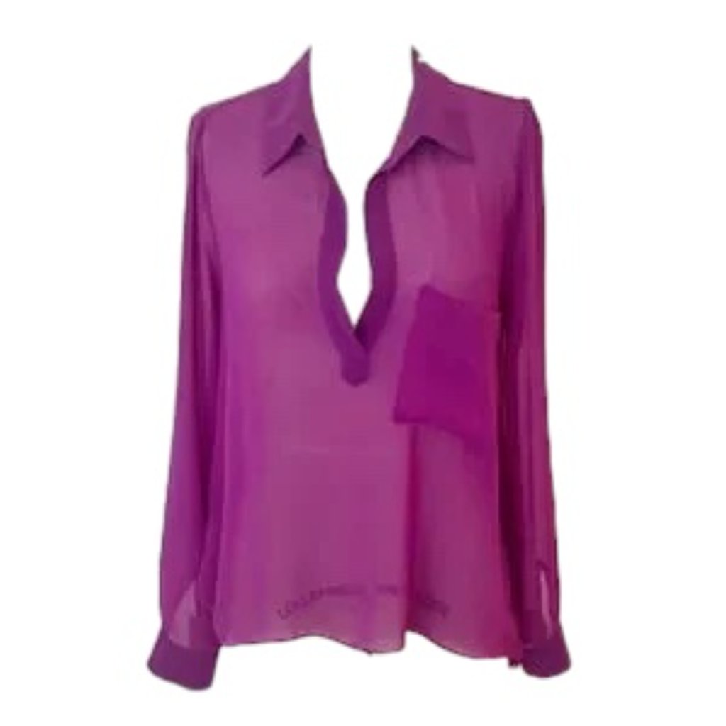 Rory Beca Sheer Long Sleeve Purple Shirt S